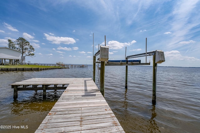 966 W Island View Rd, Bath, NC 27808 - dock area featuring a water view and boat lift