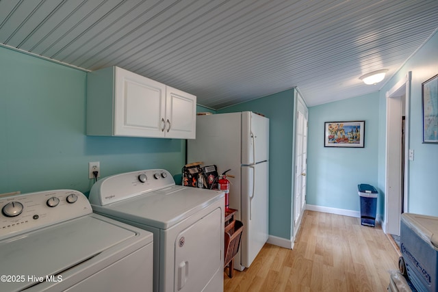 966 W Island View Rd, Bath, NC 27808 - laundry room featuring laundry area, light wood-style floors, baseboards, wooden ceiling, and independent washer and dryer