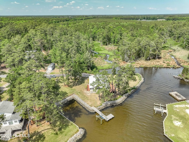966 W Island View Rd, Bath, NC 27808 - aerial view featuring a water view and a wooded view