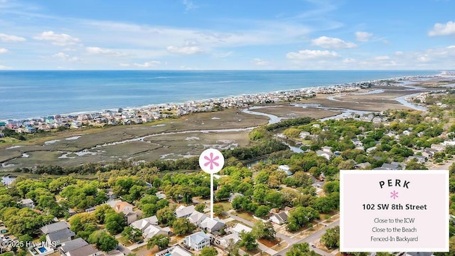 102 SW 8th St, Oak Island, NC 28465 - birds eye view of property featuring a water view