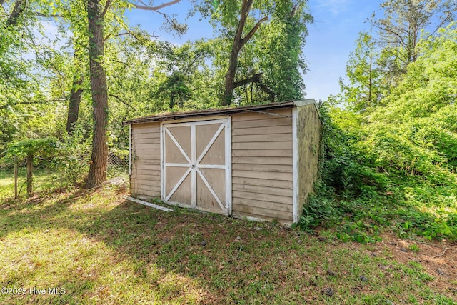 view of shed