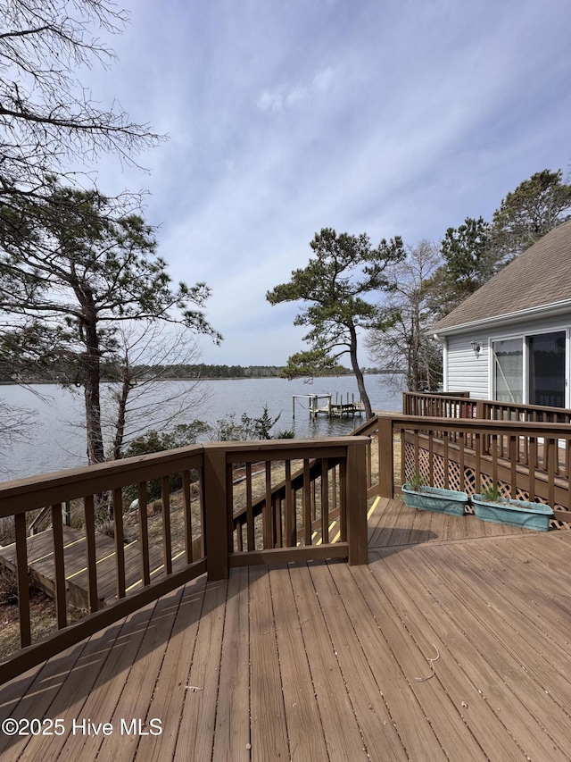 deck with a water view