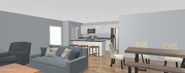 living room featuring light wood-style floors