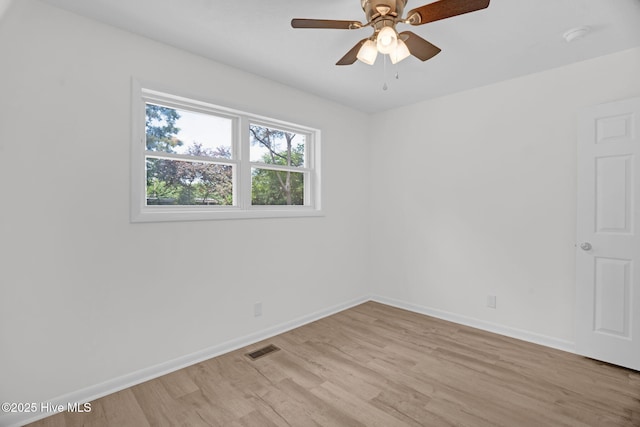 811 Crawford St, Goldsboro, NC 27530 - spare room with visible vents, light wood-style floors, ceiling fan, and baseboards