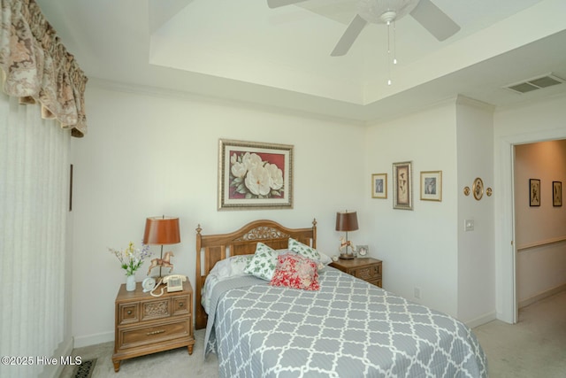 1071 Ridge Walk Way NW, Calabash, NC 28467 - bedroom featuring carpet flooring, visible vents, baseboards, and a tray ceiling
