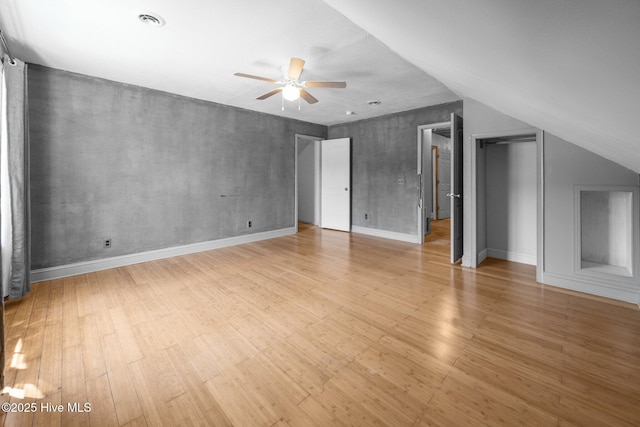 interior space with ceiling fan, visible vents, and light wood-style floors