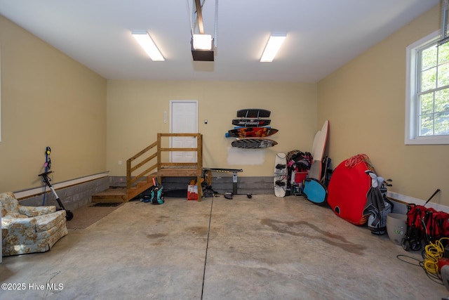 garage with a garage door opener