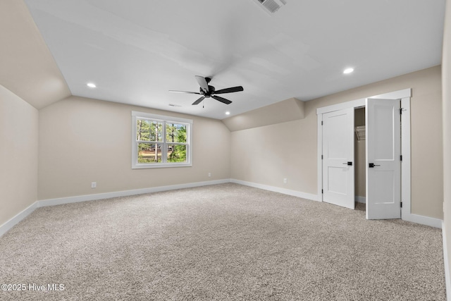 44 S Shamrock Dr, Foxfire Village, NC 27281 - bonus room featuring lofted ceiling, a ceiling fan, carpet flooring, baseboards, and recessed lighting