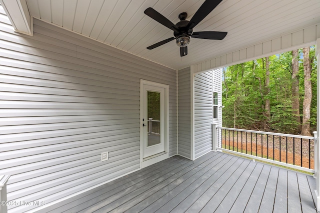 44 S Shamrock Dr, Foxfire Village, NC 27281 - wooden terrace featuring ceiling fan