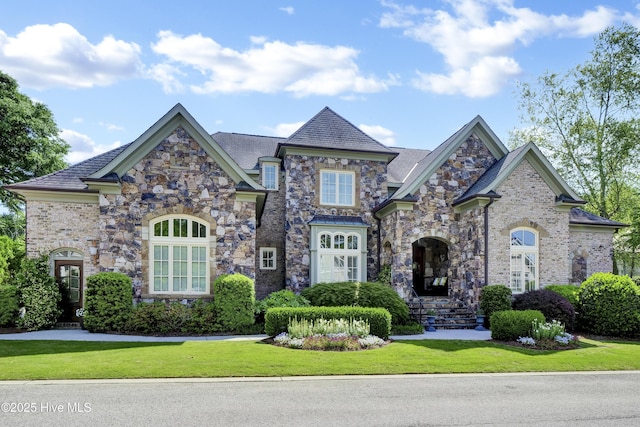 2220 Bel Arbor Pl, Wilmington, NC 28403 - view of front of house with stone siding and a front yard