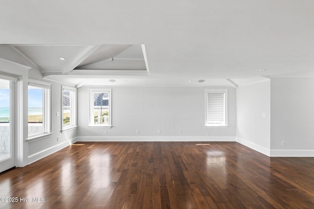 805 S Lumina Ave, Wrightsville Beach, NC 28480 - unfurnished room with crown molding, dark wood-style flooring, and baseboards