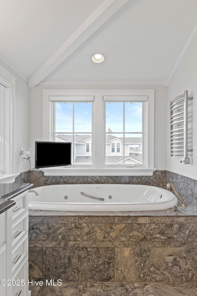 805 S Lumina Ave, Wrightsville Beach, NC 28480 - full bathroom featuring a bath, plenty of natural light, and lofted ceiling