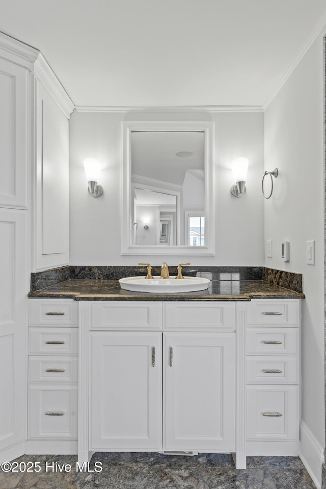 805 S Lumina Ave, Wrightsville Beach, NC 28480 - bathroom with vanity and crown molding
