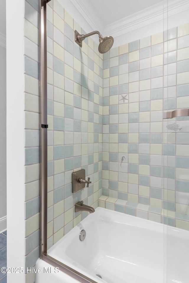 805 S Lumina Ave, Wrightsville Beach, NC 28480 - bathroom with crown molding and shower / tub combination