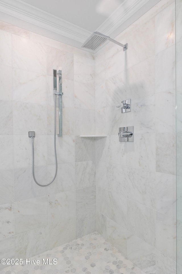 805 S Lumina Ave, Wrightsville Beach, NC 28480 - full bathroom featuring tiled shower and ornamental molding