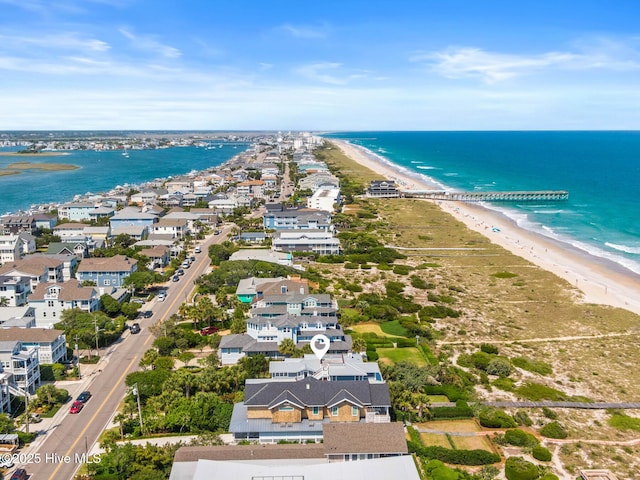 805 S Lumina Ave, Wrightsville Beach, NC 28480 - drone / aerial view with a water view and a beach view