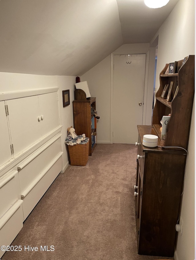 612 Blaney St, Clinton, NC 28328 - interior space featuring carpet floors and vaulted ceiling