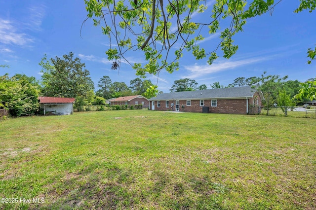 view of yard featuring a fenced backyard