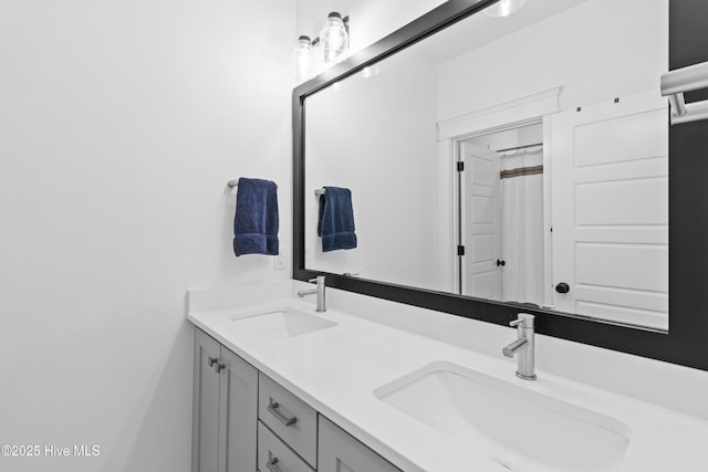 full bathroom featuring double vanity and a sink