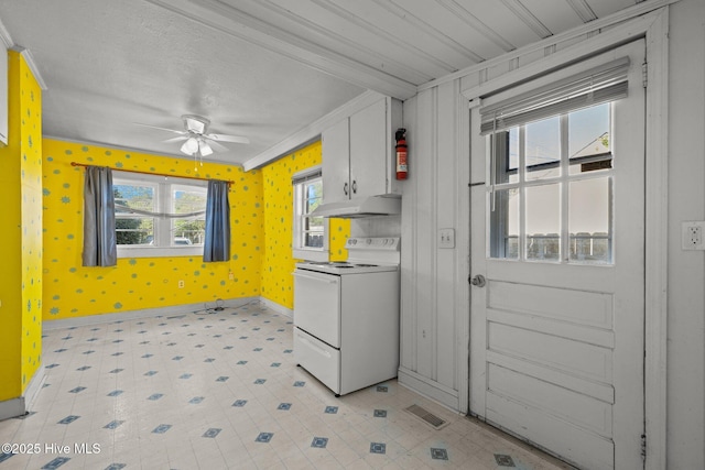 2205 Bay St, Morehead City, NC 28557 - washroom featuring crown molding, baseboards, a ceiling fan, and visible vents