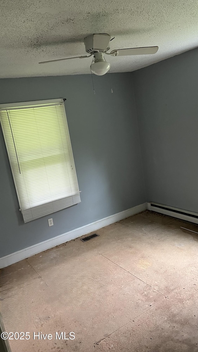 1817 Cobb Rd, Kinston, NC 28501 - unfurnished room featuring baseboards, a ceiling fan, and a textured ceiling