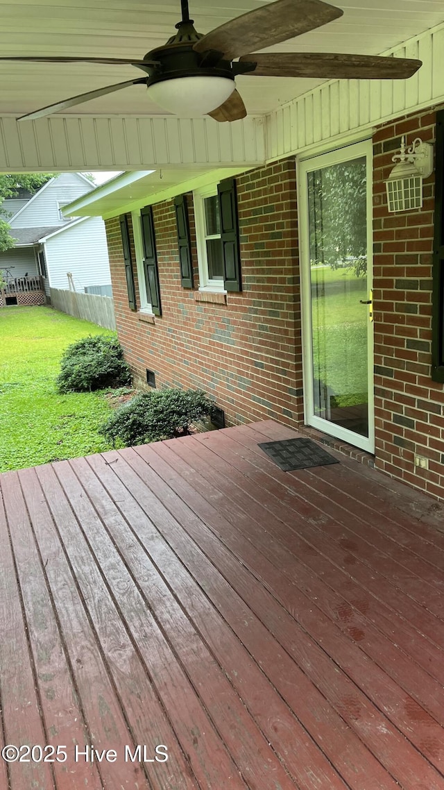 1817 Cobb Rd, Kinston, NC 28501 - wooden terrace featuring a ceiling fan