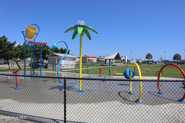 view of play area with a gazebo and fence