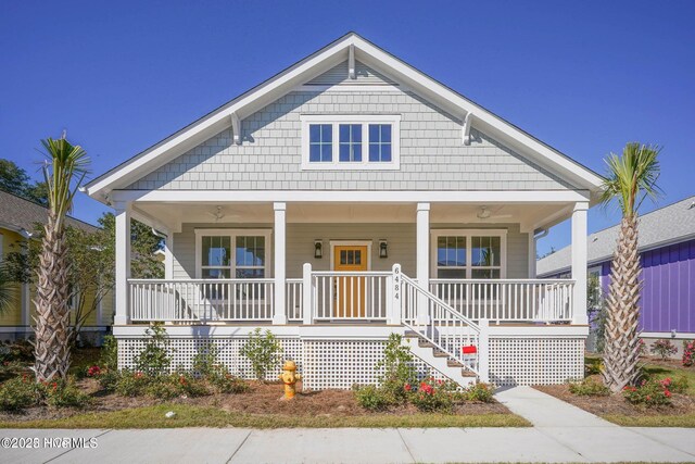 view of front facade featuring covered porch