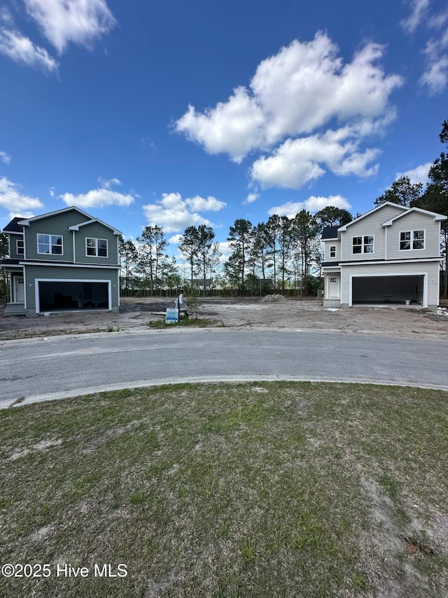 view of yard with a garage