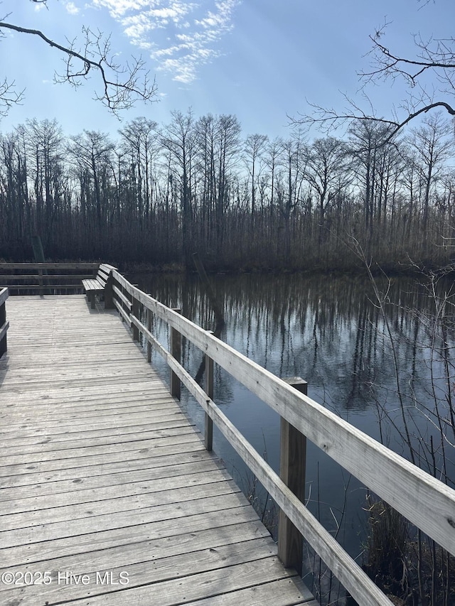view of dock featuring a water view