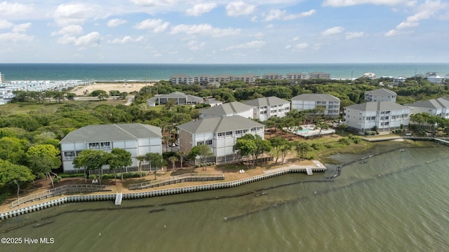 aerial view of a nearby body of water