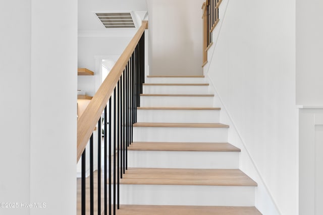316 Lightning Bug Ln, Holly Ridge, NC 28445 - stairs featuring crown molding and visible vents