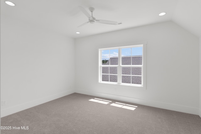 316 Lightning Bug Ln, Holly Ridge, NC 28445 - additional living space with vaulted ceiling, carpet floors, a ceiling fan, and recessed lighting