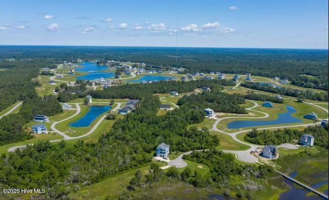 316 Lightning Bug Ln, Holly Ridge, NC 28445 - birds eye view of property featuring a water view and a view of trees