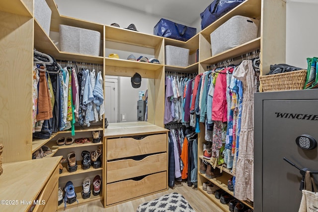 spacious closet featuring wood finished floors