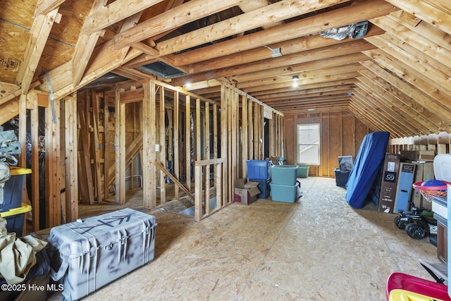 view of unfinished attic