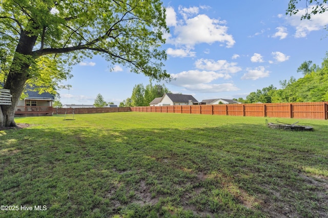 view of yard featuring a fenced backyard