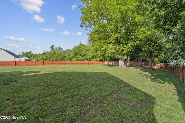 view of yard featuring a fenced backyard