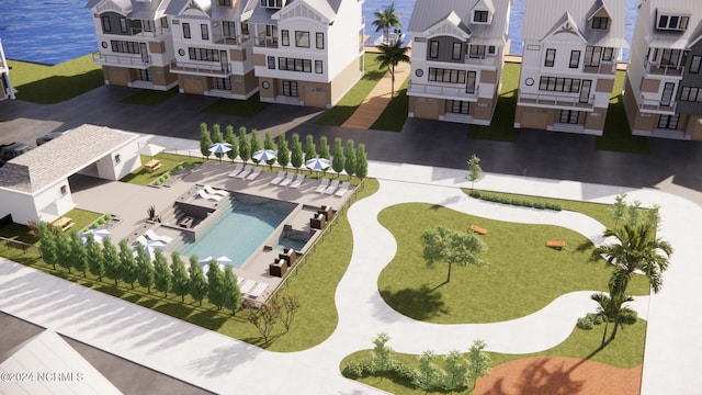 108 Bask St, Morehead City, NC 28557 - birds eye view of property featuring a residential view and a water view
