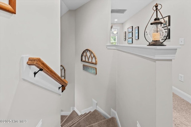 549 Abbey Rd, Carthage, NC 28327 - stairs with baseboards and carpet flooring
