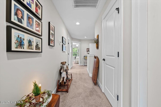 549 Abbey Rd, Carthage, NC 28327 - hall with light carpet, recessed lighting, and baseboards
