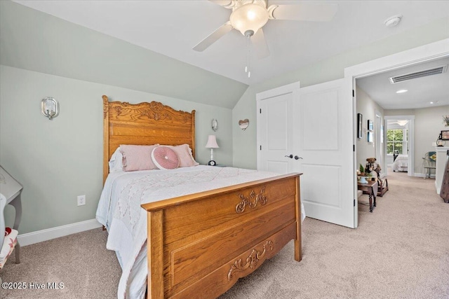 549 Abbey Rd, Carthage, NC 28327 - bedroom featuring light colored carpet, ceiling fan, and baseboards