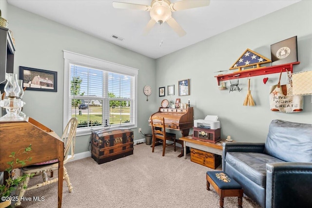 549 Abbey Rd, Carthage, NC 28327 - office with carpet flooring, ceiling fan, and baseboards