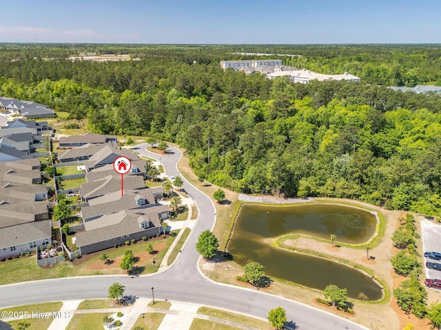 9036 Island Rider Ct NE, Leland, NC 28451 - aerial view with a water view and a forest view