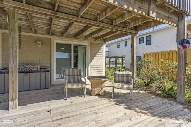 wooden terrace with fence