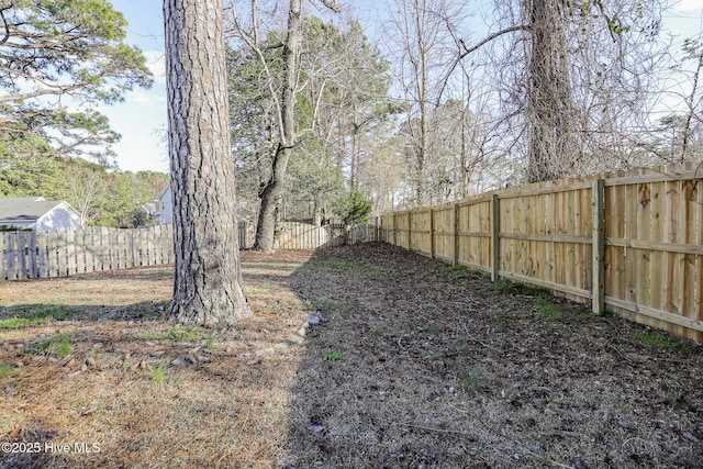 view of yard with a fenced backyard