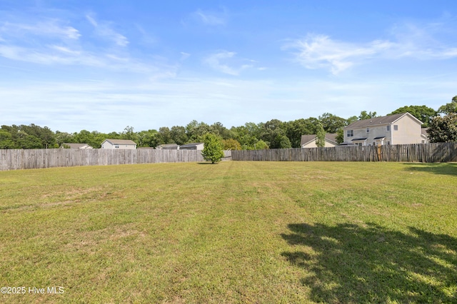 view of yard featuring a fenced backyard