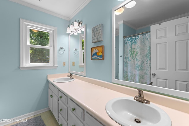 703 Baby Doe Cir, Hampstead, NC 28443 - full bathroom with crown molding, a sink, and double vanity