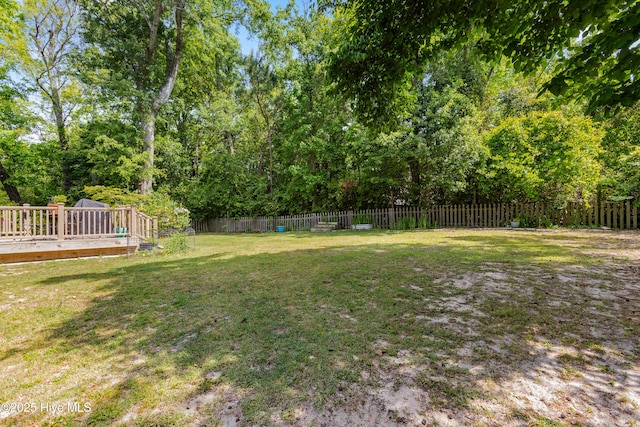 703 Baby Doe Cir, Hampstead, NC 28443 - view of yard with a fenced backyard and a wooden deck