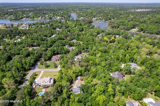 703 Baby Doe Cir, Hampstead, NC 28443 - birds eye view of property featuring a water view and a view of trees